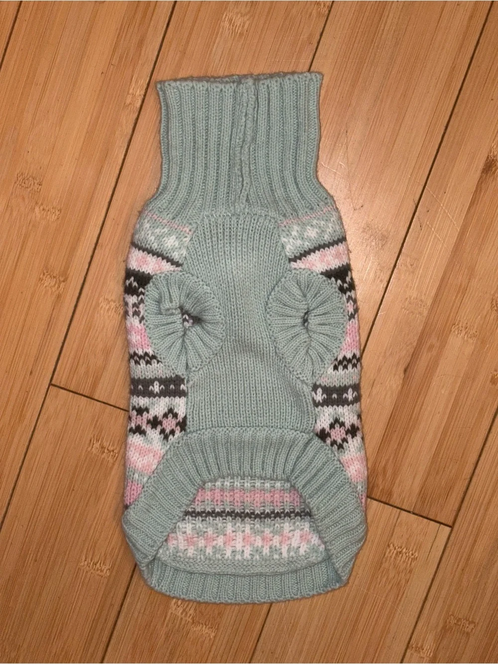 Bow-Accent Fair Isle Knit Sweater - Mint Pink, NWOT